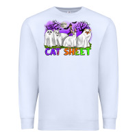 White cat sheet ghost cats halloween Premium Sweatshirt - CowGirlArtShop