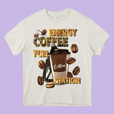 Energy Coffee Fuel Station Heavy Core Tee Designed By Artiststas