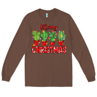 Chestnut Merry Christmas Cactuses Long Sleeve Tee - MaliasSmallBusiness