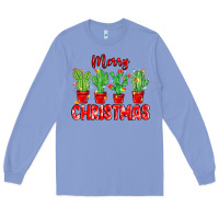 Colony Blue Merry Christmas Cactuses Long Sleeve Tee - MaliasSmallBusiness