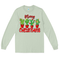 Matcha Merry Christmas Cactuses Long Sleeve Tee - MaliasSmallBusiness
