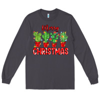 Smoke Merry Christmas Cactuses Long Sleeve Tee - MaliasSmallBusiness