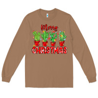 Toasted Coconut Merry Christmas Cactuses Long Sleeve Tee - MaliasSmallBusiness