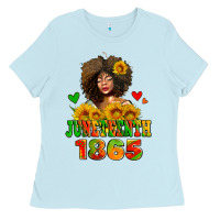 Baby Blue afro woman juneteenth 1865 Ladies Tee - AdoDesignShop