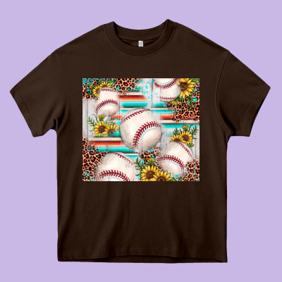 Baseball Leopard Sunflower Heavy Core Tee Designed By Jahusdesignshop