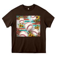 Chocolate Brown baseball leopard sunflower Heavy Core Tee - JahusDesignShop