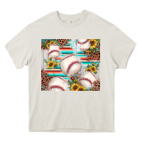 Cream baseball leopard sunflower Heavy Core Tee - JahusDesignShop