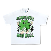 White shamrock and roll Urban Heavy Tee - MaliasSmallBusiness