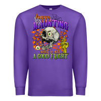 Purple happy haunting and to all a good fright Premium Sweatshirt - CowGirlArtShop
