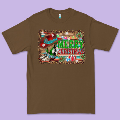 Merry Christmas Western Boots Premium Tee Designed By Adodesignshop