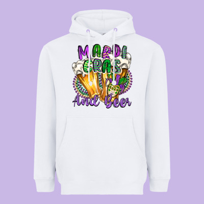 Mardi Gras And Beer Heavyweight Hoodie Designed By Cowgirlartshop