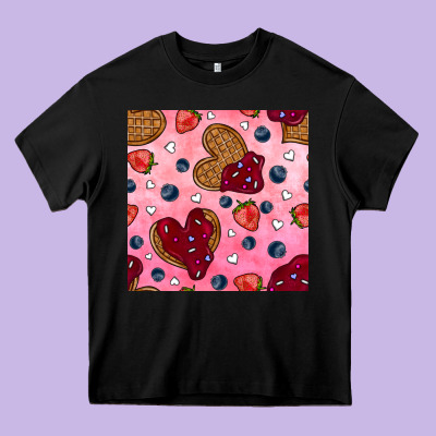 Valentines Day Waffles Seamless Pattern Heavy Core Tee Designed By Bundleandbundleshop