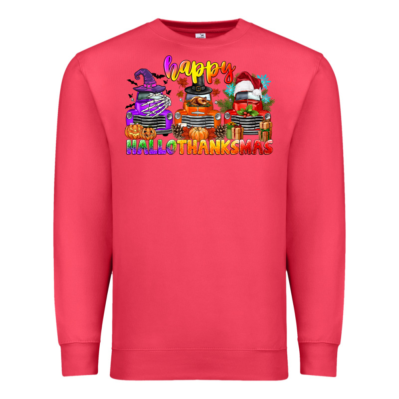 Happy Hallothanksmas Truck Premium Sweatshirt by CowGirlArtShop | Teevron