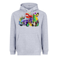 Heather Grey mardi gras gnome on the truck Heavyweight Hoodie - CowGirlArtShop
