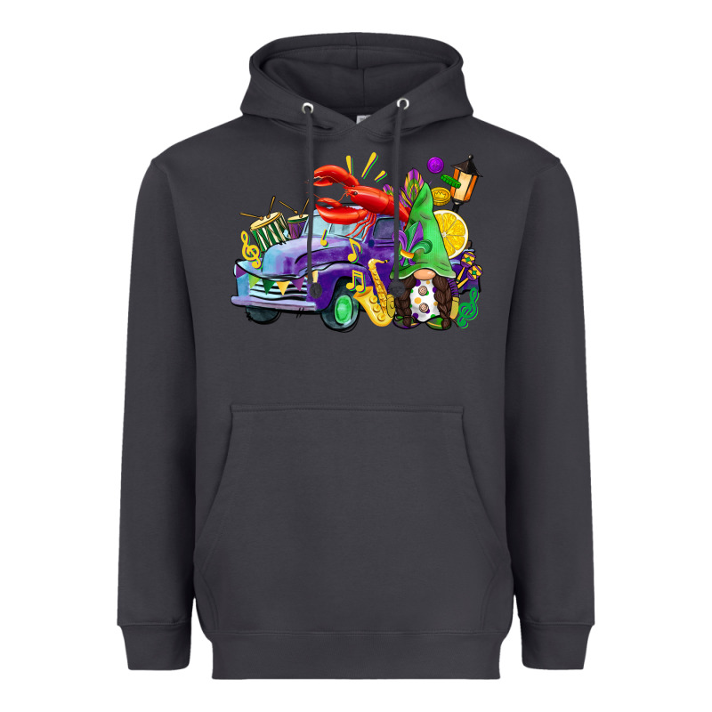 Mardi Gras Gnome On The Truck Heavyweight Hoodie by CowGirlArtShop | Teevron