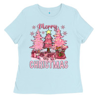 Baby Blue pink merry christmas bbs Ladies Tee - BundleAndBundleShop