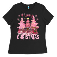 Black pink merry christmas bbs Ladies Tee - BundleAndBundleShop