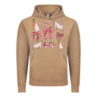 Vintage Coffee pink ribbons with rabbits Vintage Hoodie - MaliasSmallBusiness