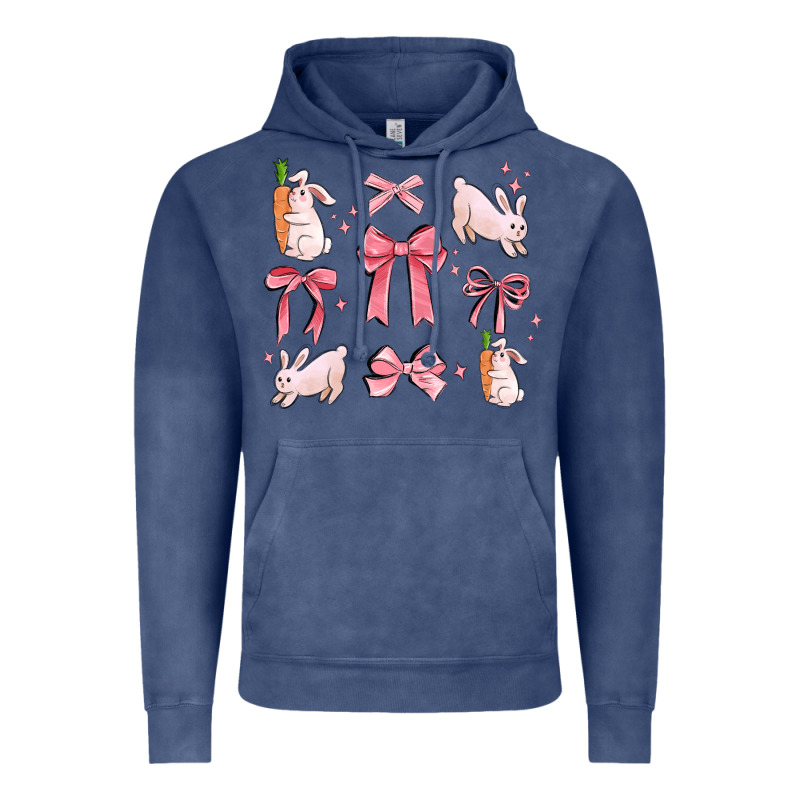 Pink Ribbons With Rabbits Vintage Hoodie by MaliasSmallBusiness | Teevron