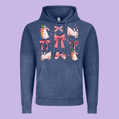 Pink Ribbons With Rabbits Vintage Hoodie Designed By Maliassmallbusiness
