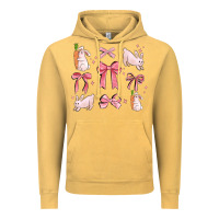 Vintage Mustard pink ribbons with rabbits Vintage Hoodie - MaliasSmallBusiness