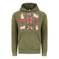 Vintage Olive pink ribbons with rabbits Vintage Hoodie - MaliasSmallBusiness