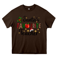 Chocolate Brown santas favourite teacher Heavy Core Tee - AdoDesignShop