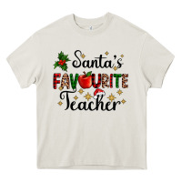 Cream santas favourite teacher Heavy Core Tee - AdoDesignShop