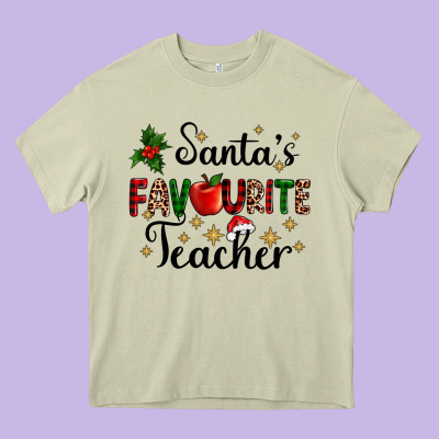 Santas Favourite Teacher Heavy Core Tee Designed By Adodesignshop