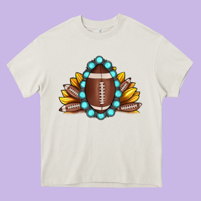 Football Gemstone Sunflower Heavy Core Tee Designed By Jahusdesignshop