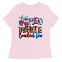 Bubblegum Pink red whıte loaded tea Ladies Tee - AdoDesignShop