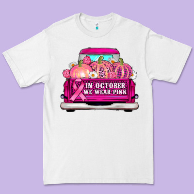 Truck In October We Wear Pink Premium Tee Designed By Adodesignshop
