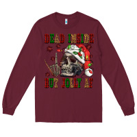 Burgundy Dead inside but jolly af Long Sleeve Tee - NancyCooperArtShop