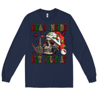 Navy Dead inside but jolly af Long Sleeve Tee - NancyCooperArtShop
