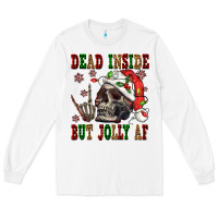 White Dead inside but jolly af Long Sleeve Tee - NancyCooperArtShop