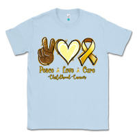 Dusty Blue Peace love cure Bone Cancer Classic Tee - NancyCooperArtShop