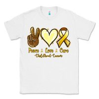 White Peace love cure Bone Cancer Classic Tee - NancyCooperArtShop