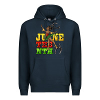 Navy juneteenth Premium Hoodie - CowGirlArtShop