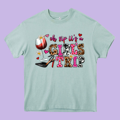 Oh Sip Its A Girls Trip Heavy Core Tee Designed By Adodesignshop