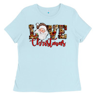 Baby Blue Love Christmas Santa Ladies Tee - JahusDesignShop