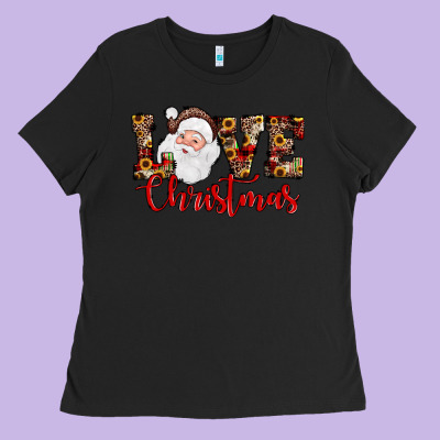 Love Christmas Santa Ladies Tee Designed By Jahusdesignshop