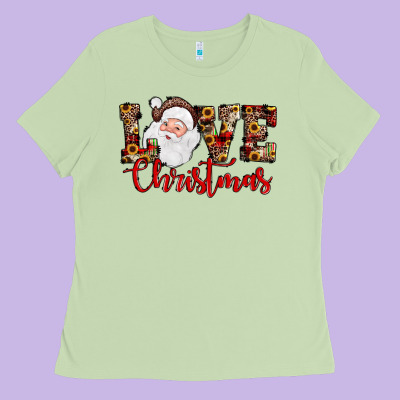 Love Christmas Santa Ladies Tee Designed By Jahusdesignshop