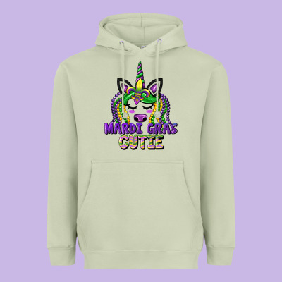 Mardi Gras Cutie Unicorn Heavyweight Hoodie Designed By Cowgirlartshop