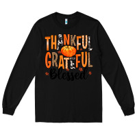 Black Thankful Grateful Blessed Long Sleeve Tee - MaliasSmallBusiness