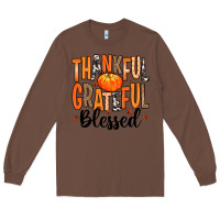 Chestnut Thankful Grateful Blessed Long Sleeve Tee - MaliasSmallBusiness