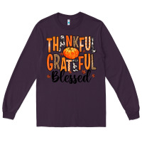 Plum Thankful Grateful Blessed Long Sleeve Tee - MaliasSmallBusiness