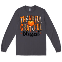 Smoke Thankful Grateful Blessed Long Sleeve Tee - MaliasSmallBusiness