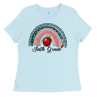 Baby Blue sixth grade rainbow Ladies Tee - RanaPortraitStore
