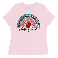 Bubblegum Pink sixth grade rainbow Ladies Tee - RanaPortraitStore