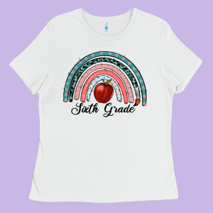 Sixth Grade Rainbow Ladies Tee Designed By Ranaportraitstore